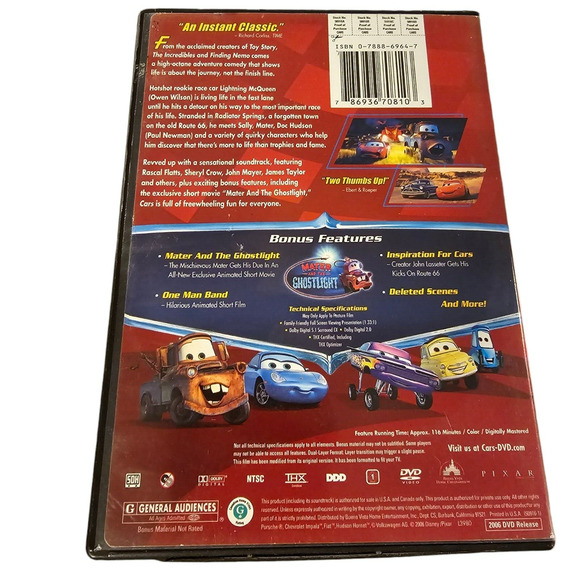 Disney PIXAR Cars Movie DVD 2009 Action Sport Rated G 116 Min Larry Cable Guy - Picture 2 of 6